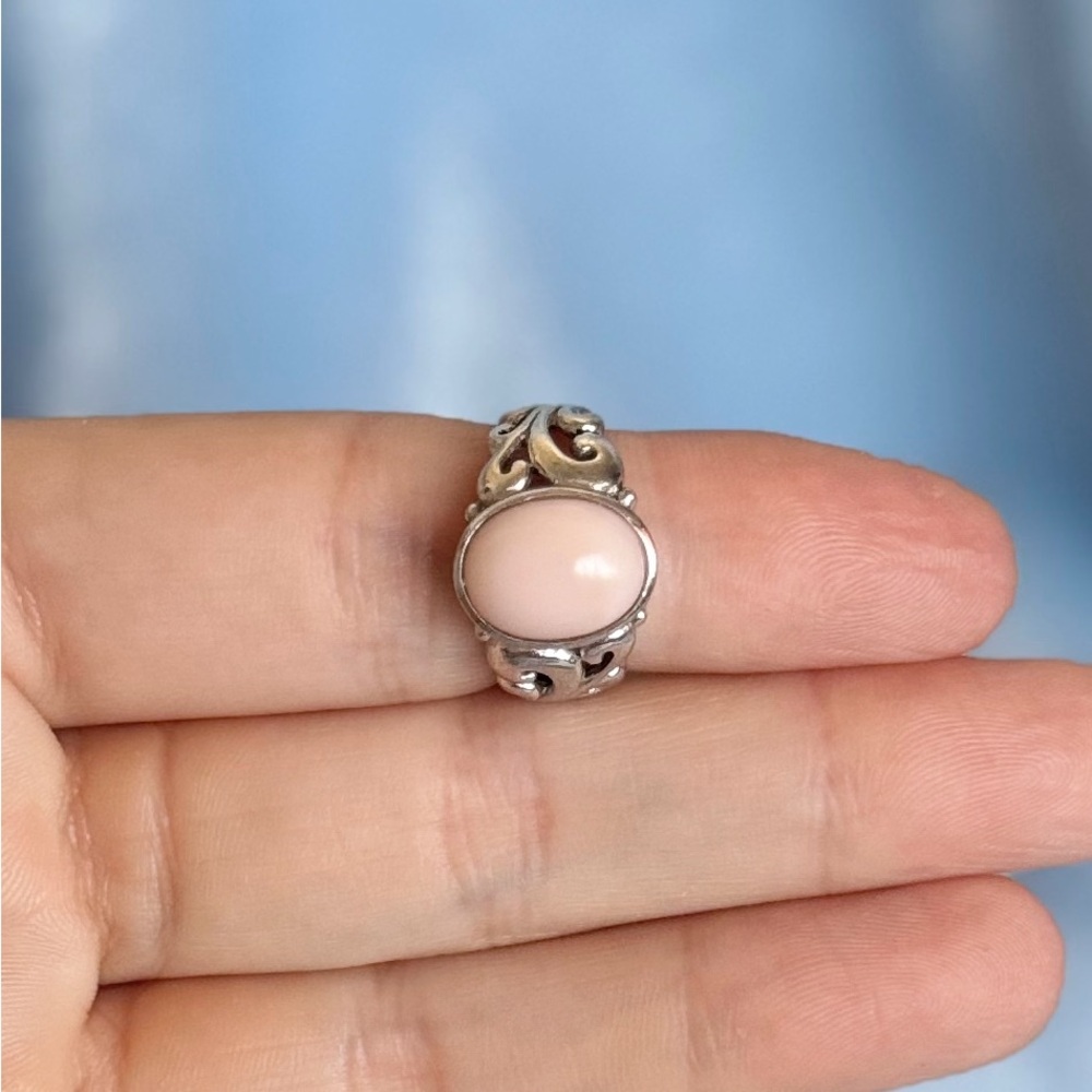Beautiful Detailed Pale Pink Opal Ring